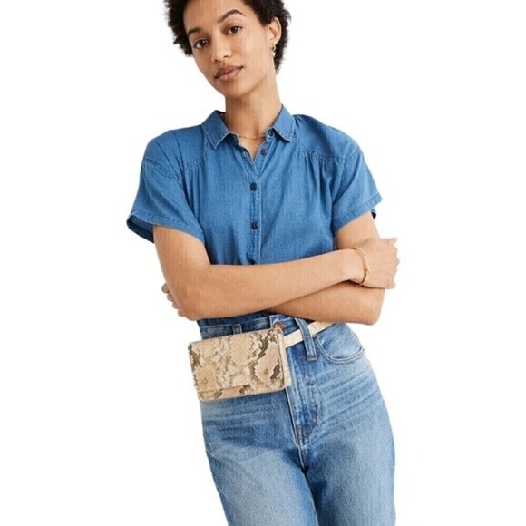 New! Madewell The Leather Belt Bag Snake Embossed Edition XS - Picture 1 of 14